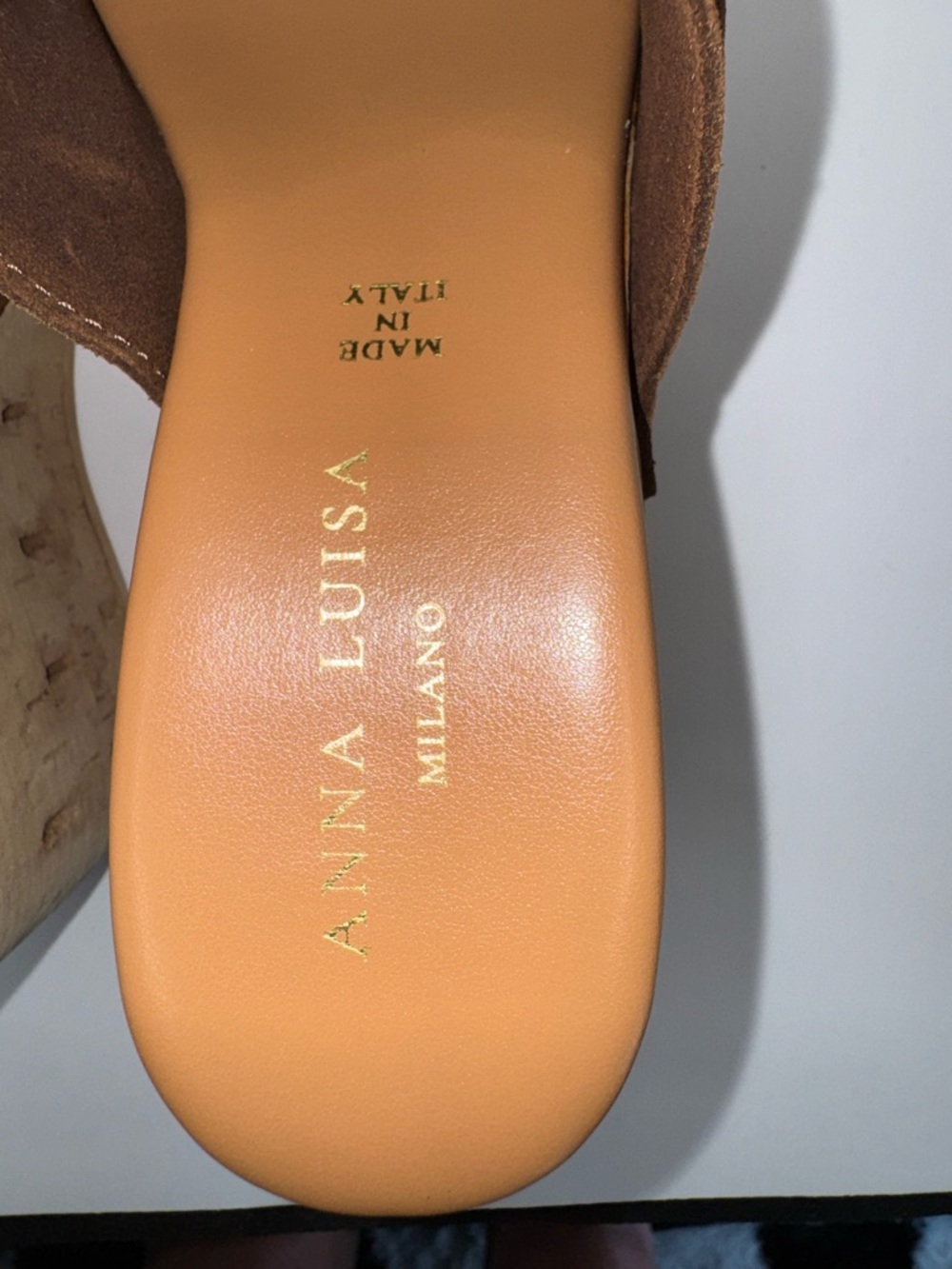 NEW Anna Luisa Amalfi Brown Suede Cork Wedge Sandals Size 7 Made in Italy - Picture 12 of 15